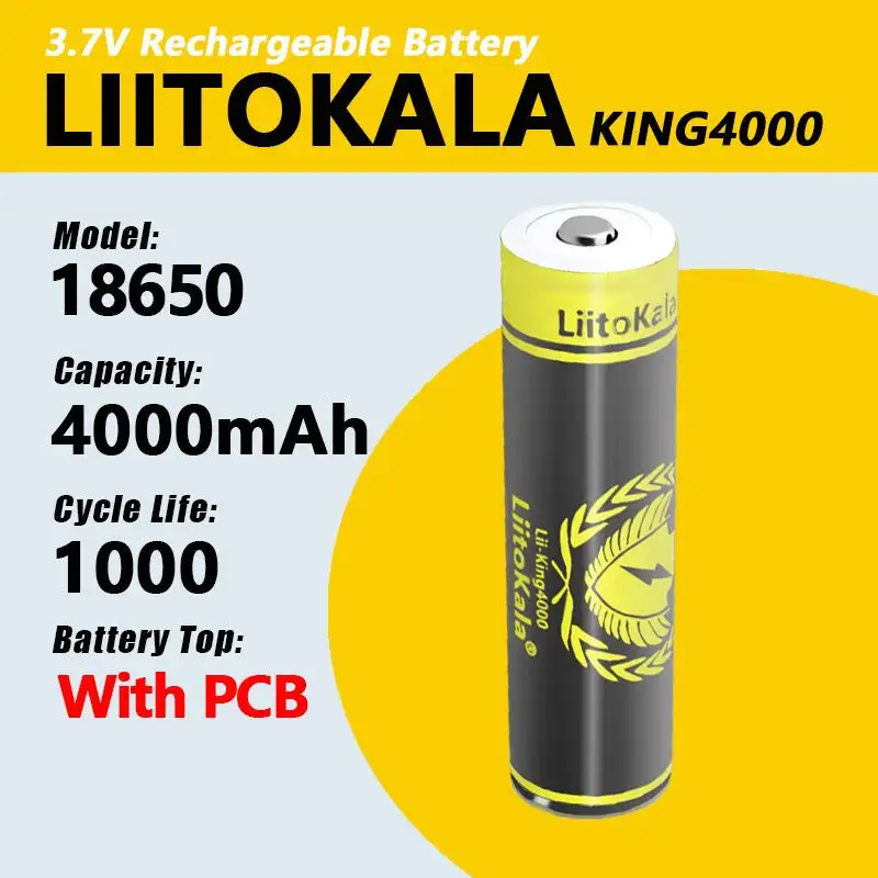 LiitoKala King4000-PCB 18650 4000mAh Rechargeable Li-ion Battery – 3.7V Protected Cell - Image 3