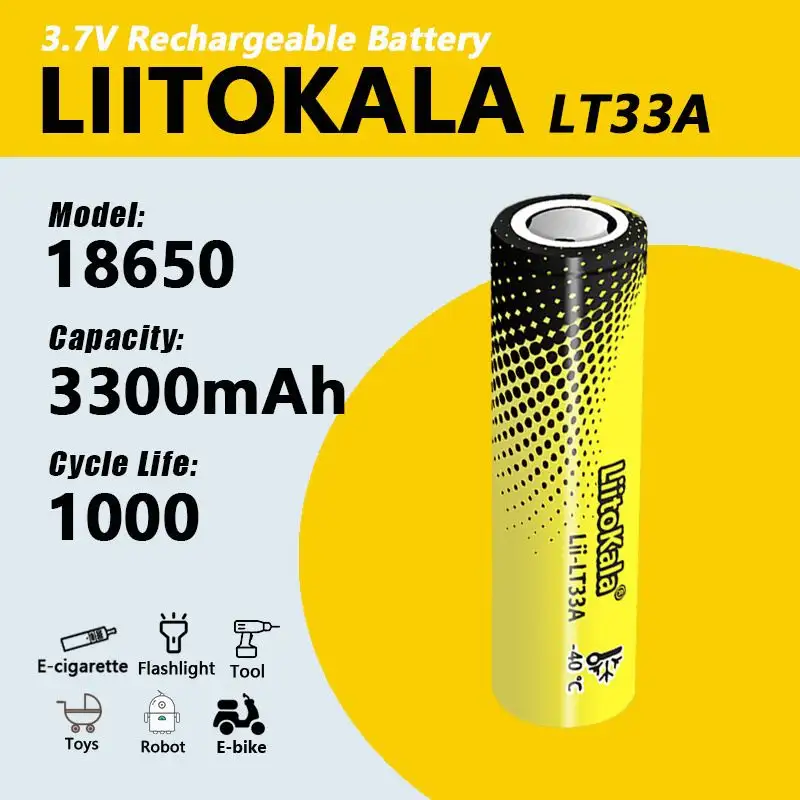 LiitoKala LT33A 18650 3300mAh Low Temperature Rechargeable Battery – 3.7V Li-ion Cell - Image 3