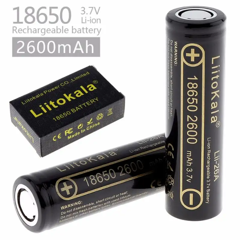 LiitoKala Lii-26A 18650 2600mAh Rechargeable Li-ion Battery – 3.7V Flat Top Cell - Image 2